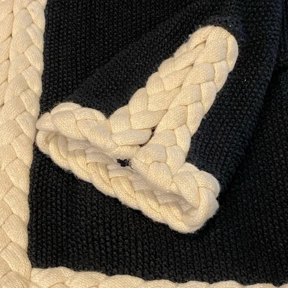 INC International concepts black sweater jacket with white braided trim. large. - Picture 12 of 12